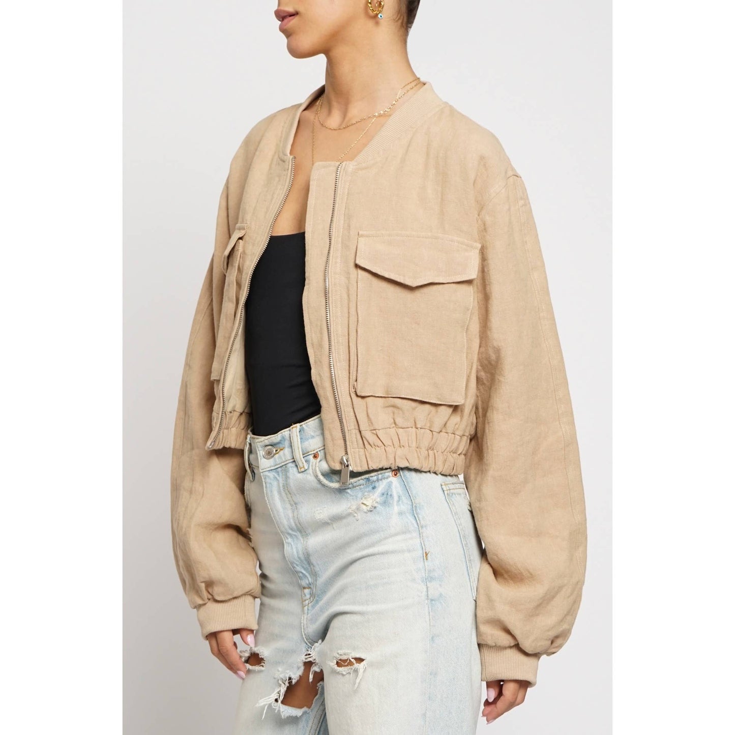 Lilian Linen Bomber Jacket