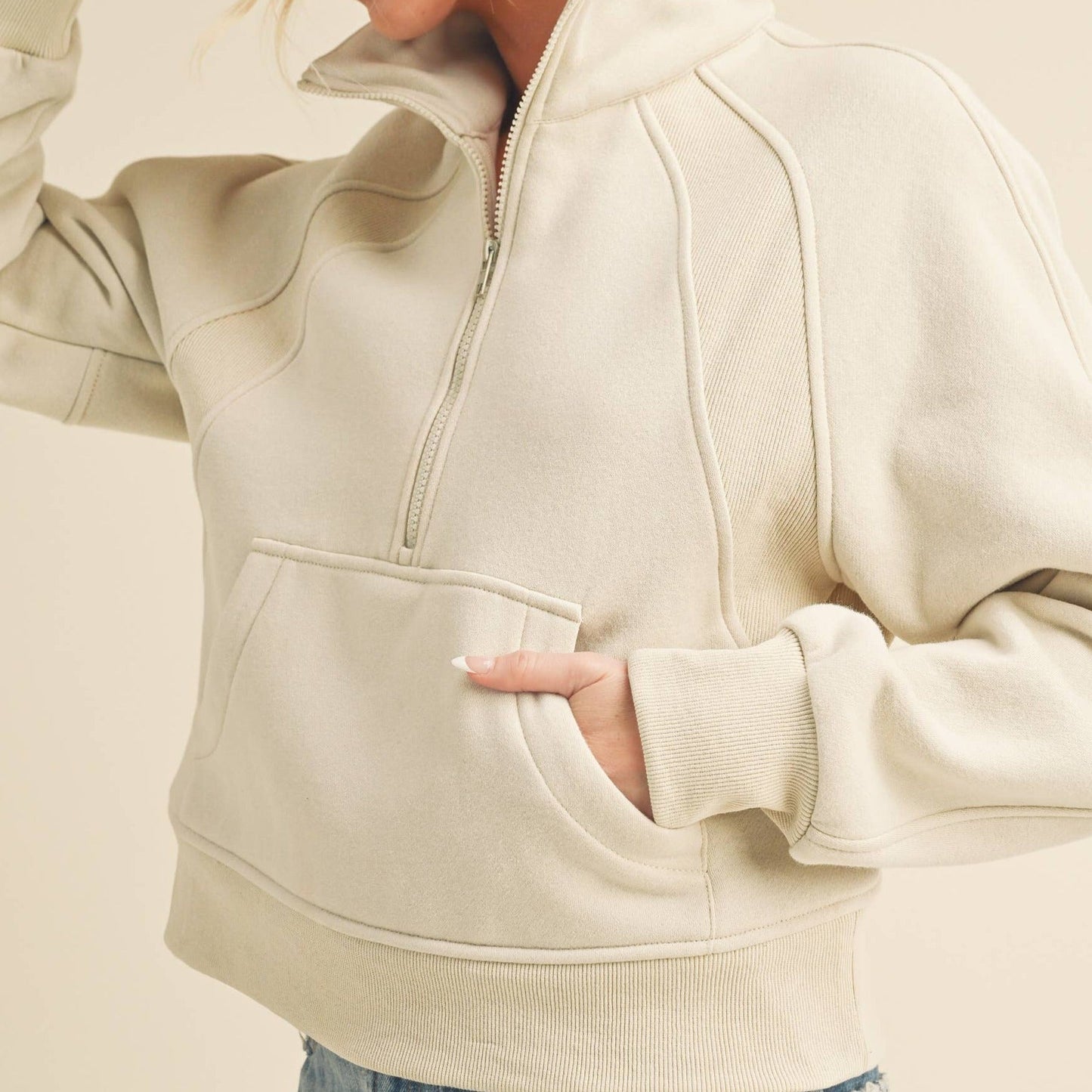 Dove Funnel Neck Half Zip