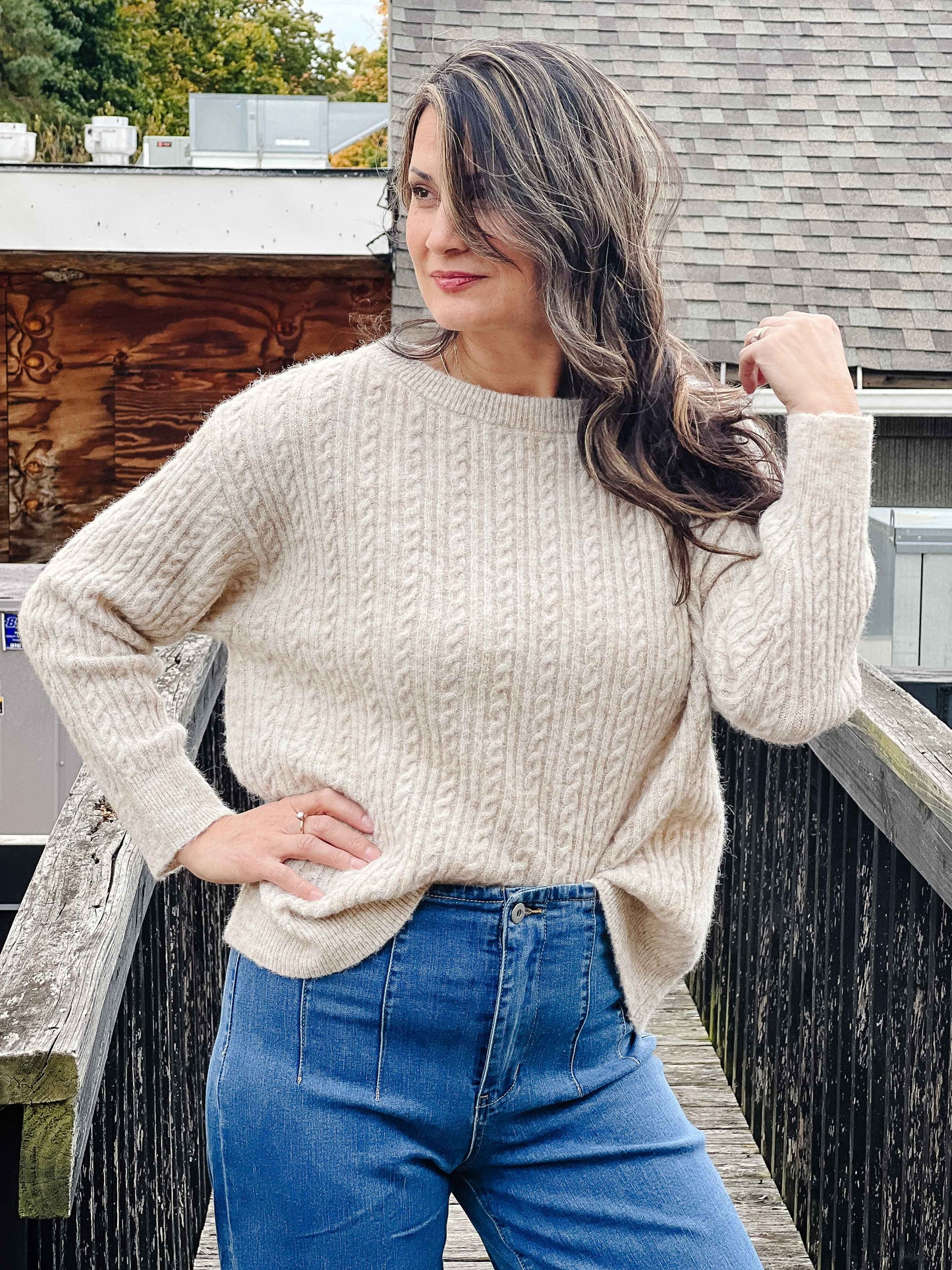 WEDNESDAY Oversized Cable Knit Sweater