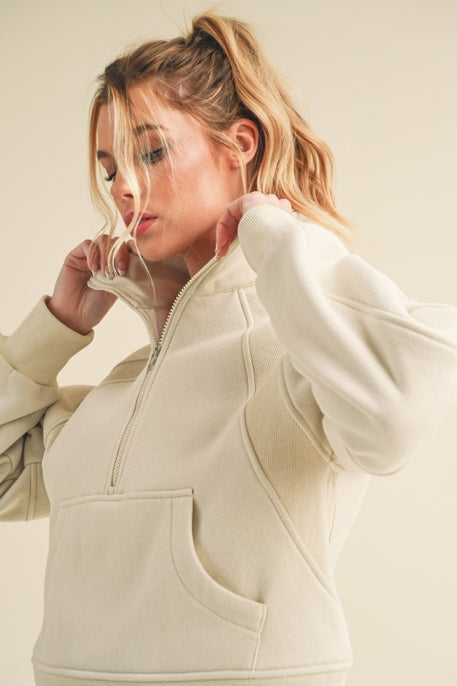 Dove Funnel Neck Half Zip