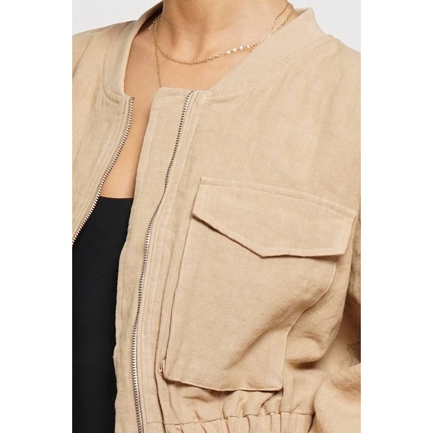 Lilian Linen Bomber Jacket