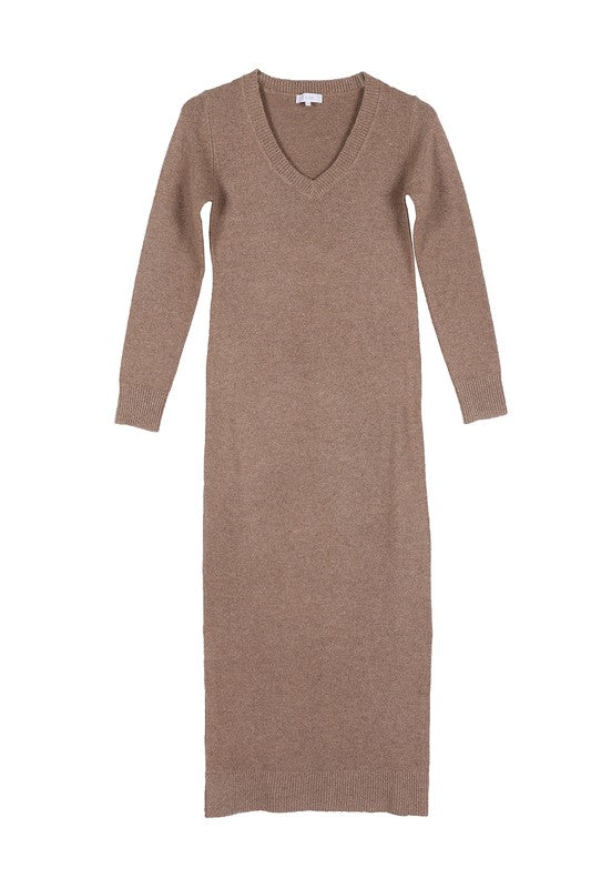 WINNIE V-Neck Sweater Maxi Dress