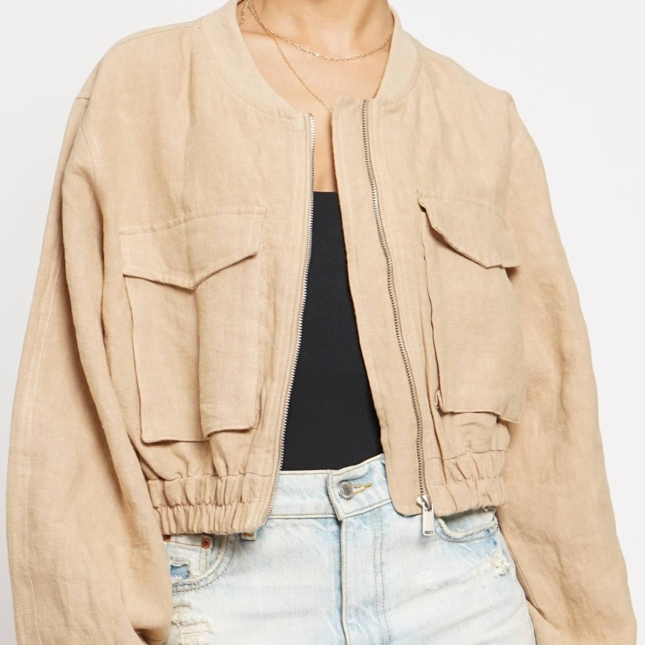 Lilian Linen Bomber Jacket